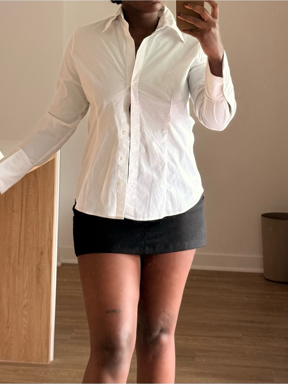 Classic White Button-Up Shirt - Women's Long Sleeve